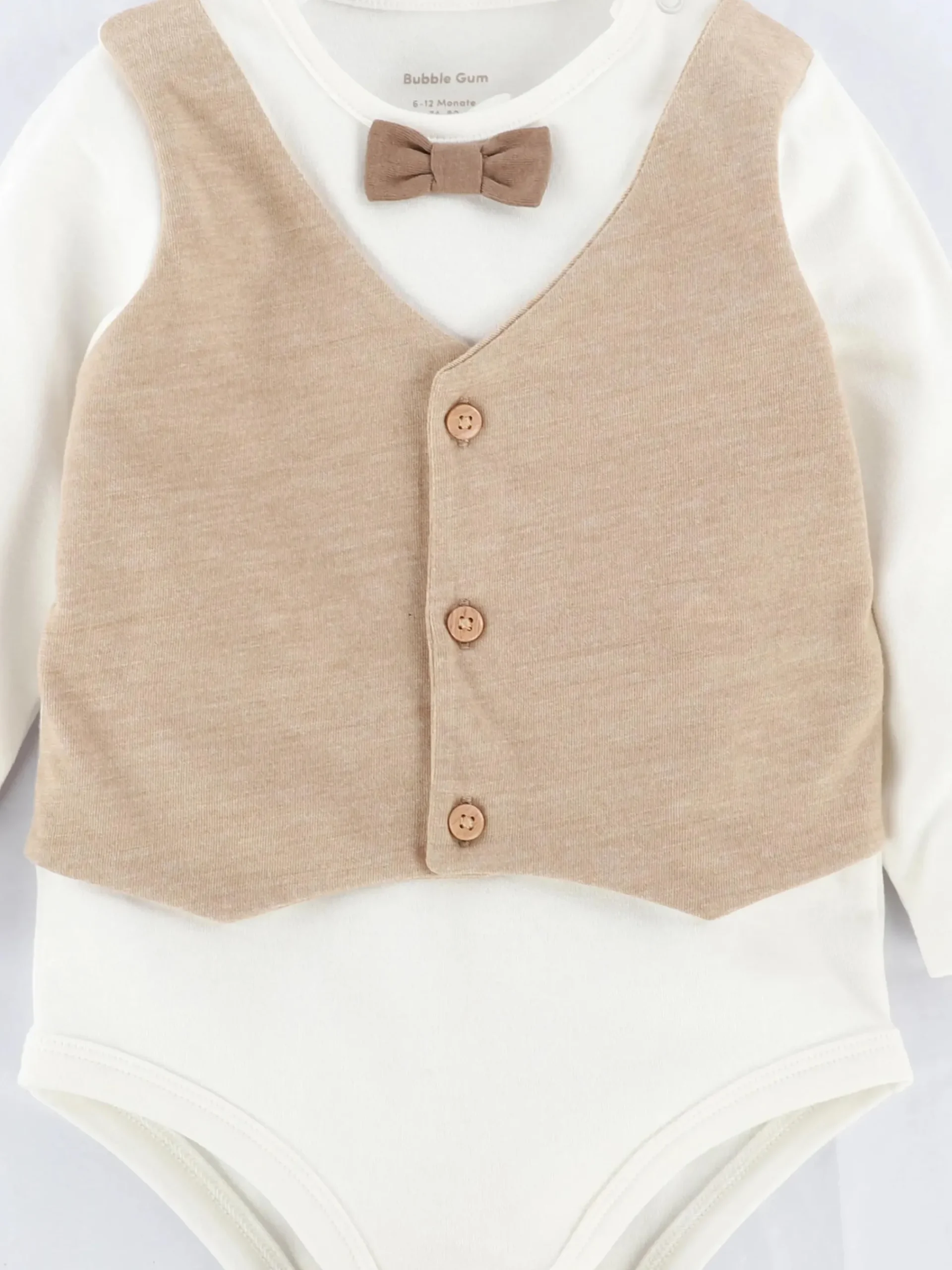 Kinder Bubble Gum Baby Jungen Body mit Fliege und Weste