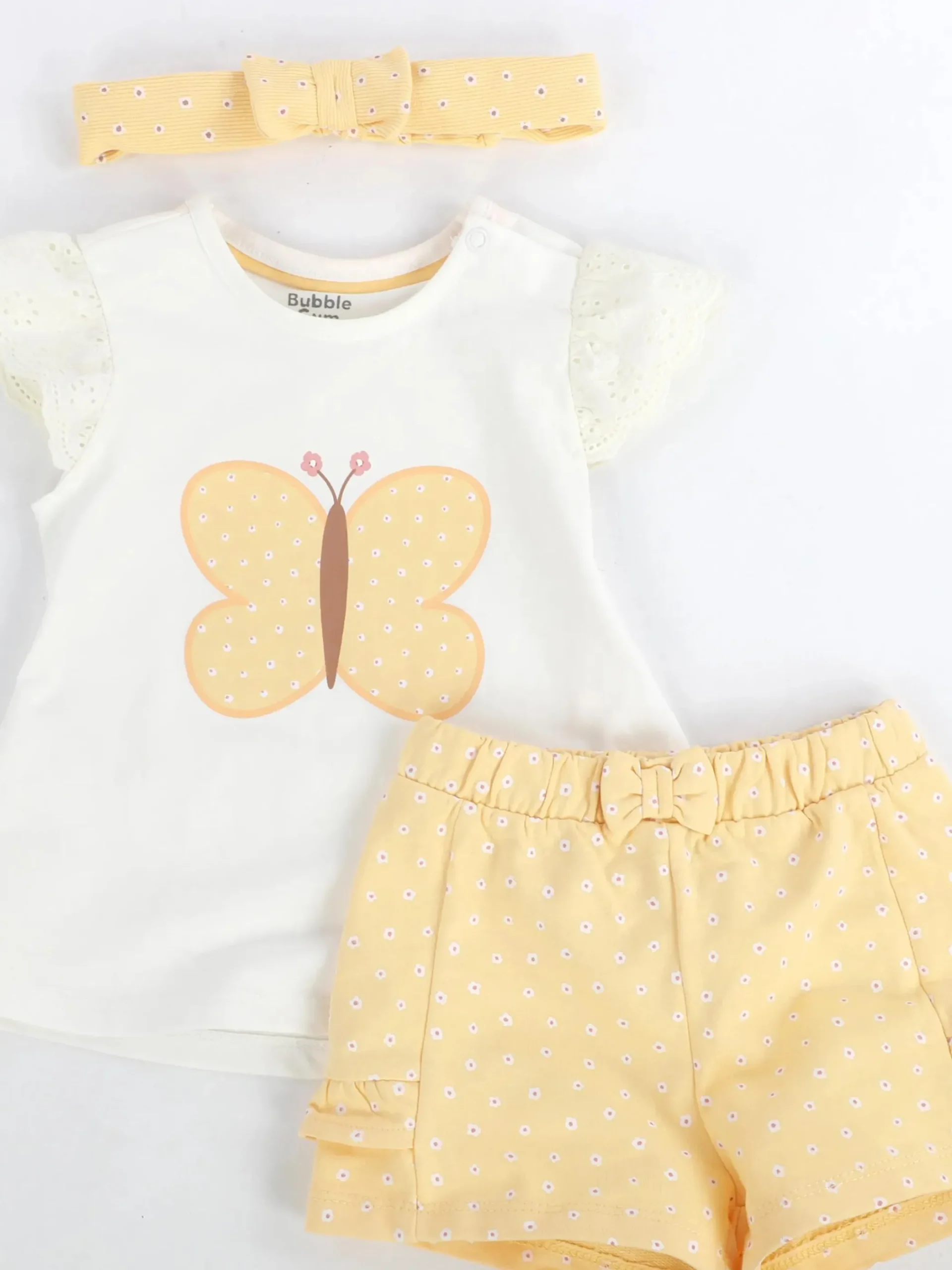 Kinder Bubble Gum Baby Mädchen 3er Set, best. aus Top, Hose und Stirnband