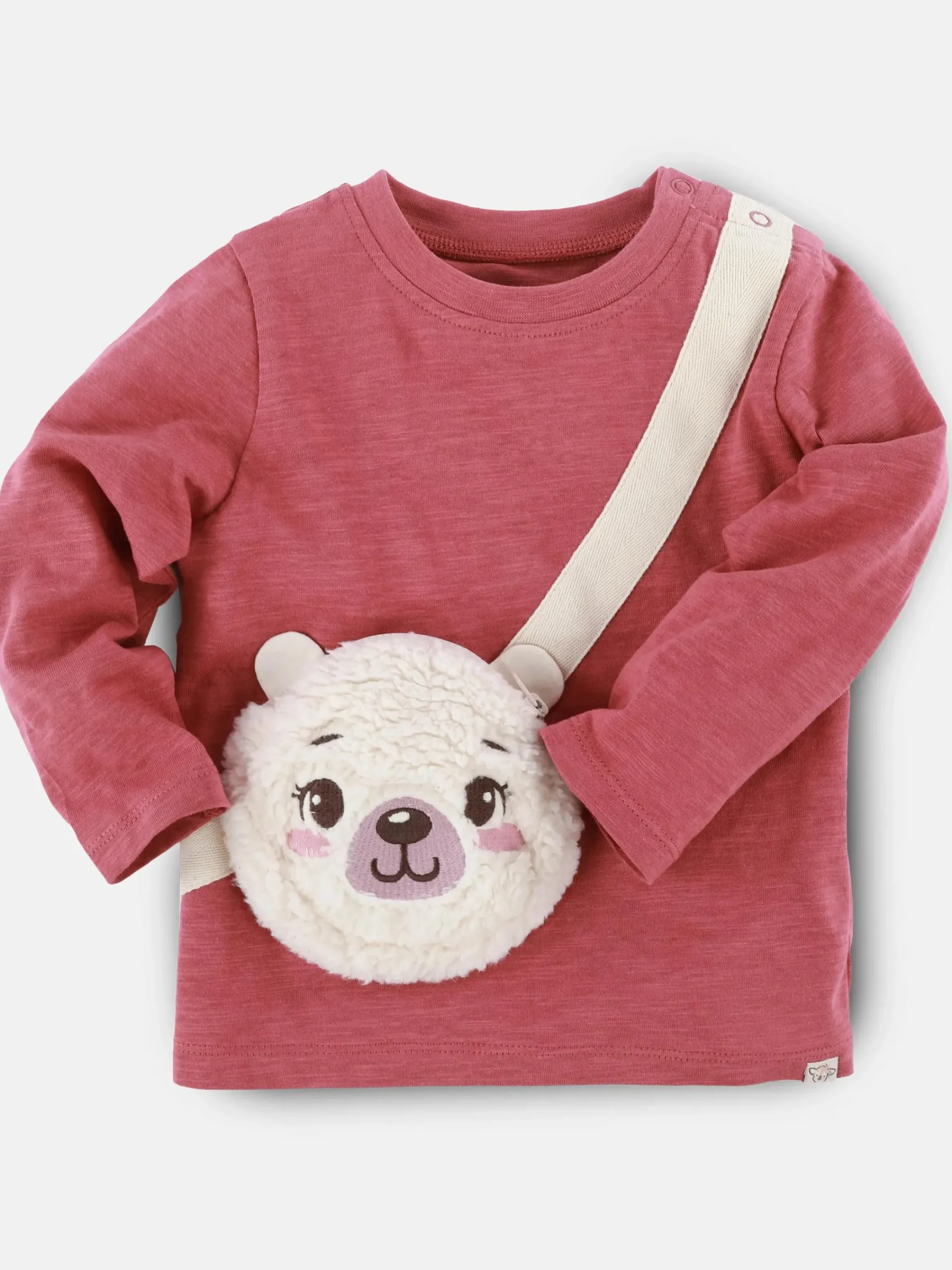 Kinder Bubble Gum Baby Mädchen Langarmshirt mit Teddy-Tasche