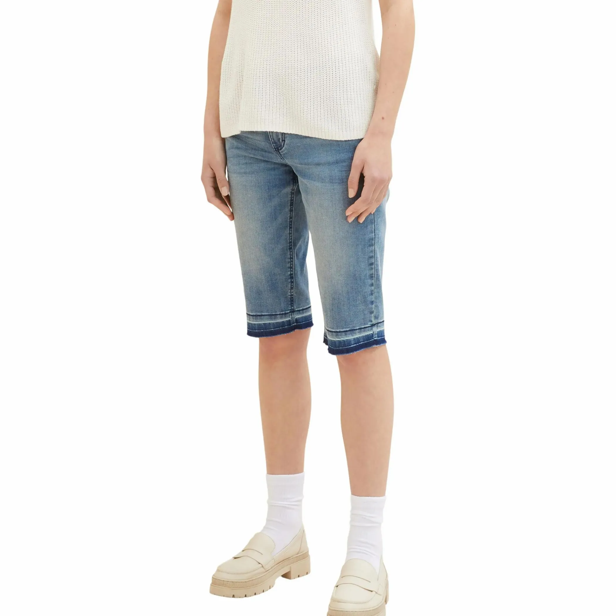 Damen Tom Tailor Damen Bermuda mit Saumkante