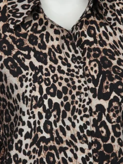 Damen IX-O Damen Bluse im Leoprint mit kurzem Arm