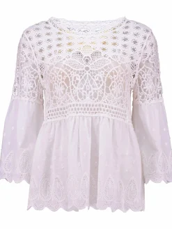 Damen Hailys Damen Bluse mit aufwendiger Häkelstruktur