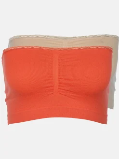 Damen Sure Damen Bustiers mit Spitzenbesatz im 2er Pack