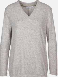 Damen Lisa Tossa Damen Flauschshirt in melierter Optik