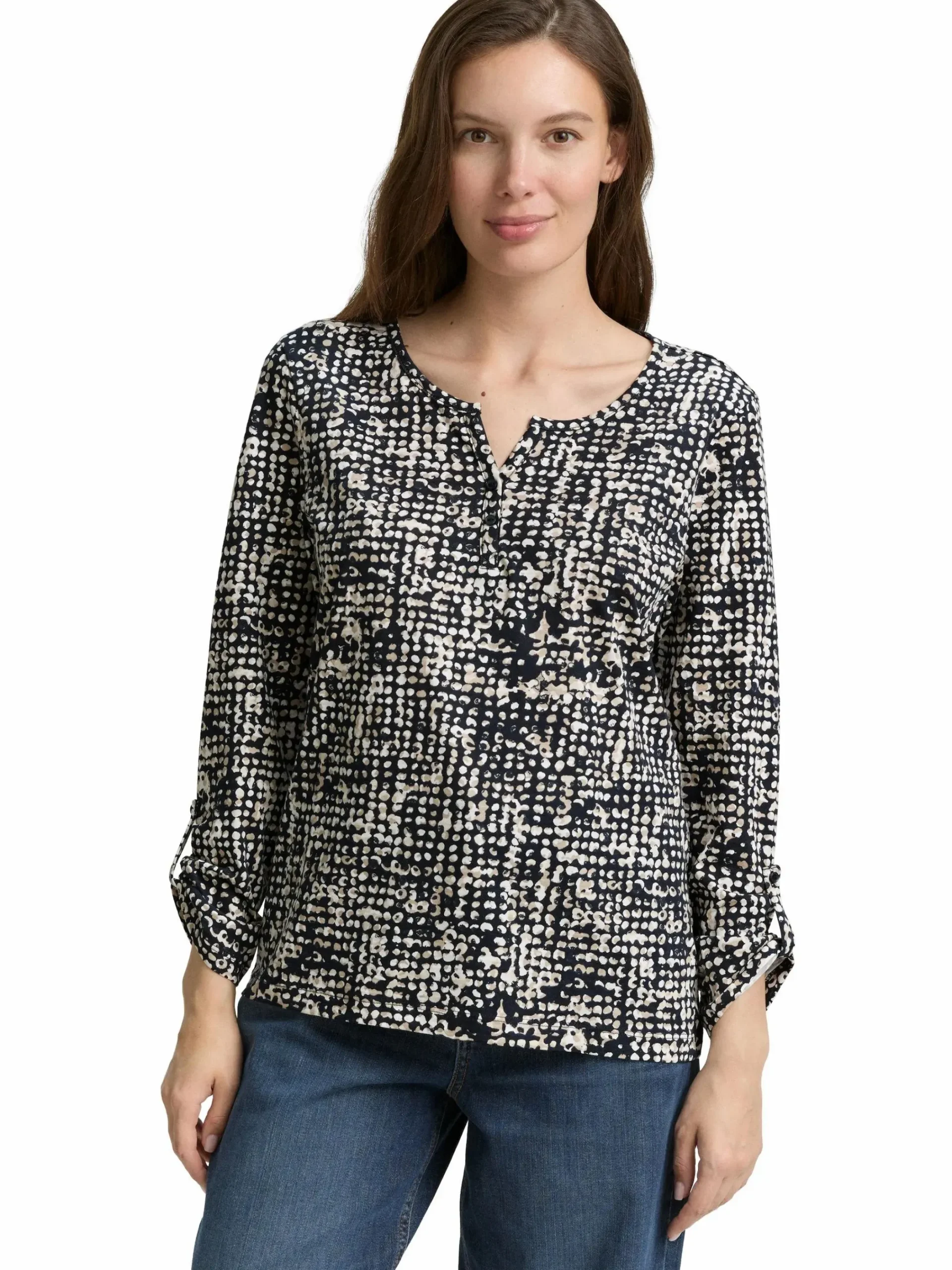 Damen Tom Tailor Damen Henley Blusenshirt