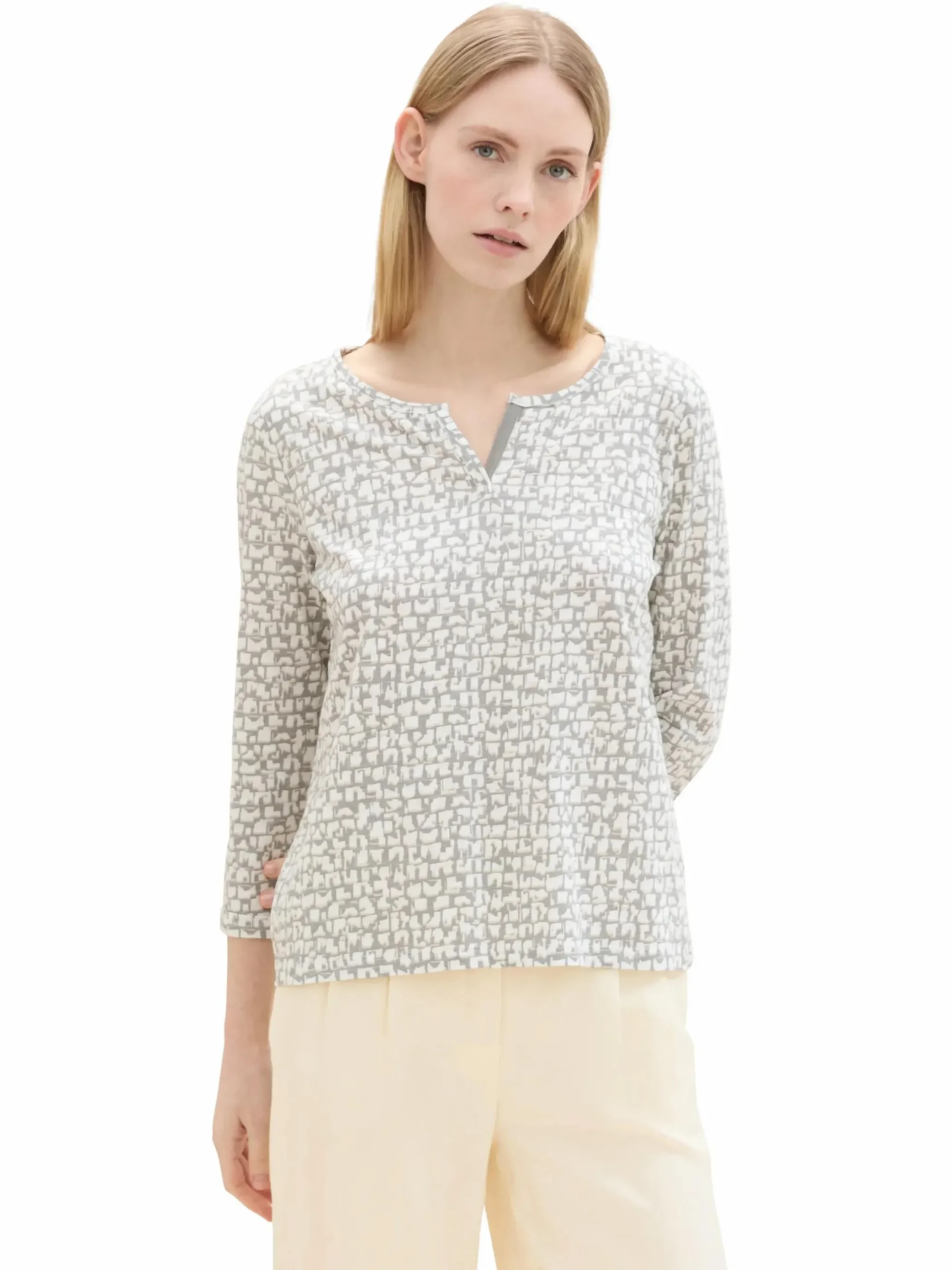 Damen Tom Tailor Damen Henleyshirt mit 7/8 Ärmeln