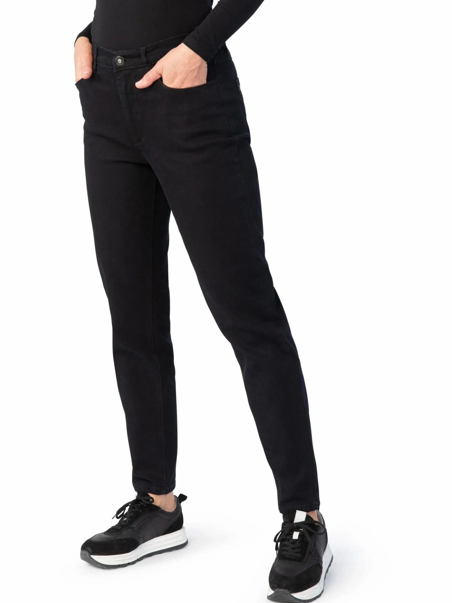 Damen Stooker DOB Damen Jeanshose im Tapered Fit mit Strasssteinchen
