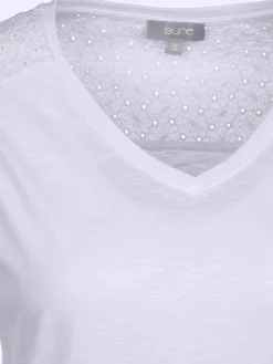 Damen Sure Damen Jerseytop mit Spitzenpasse