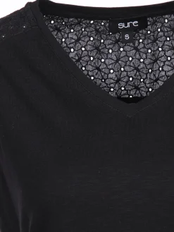 Damen Sure Damen Jerseytop mit Spitzenpasse