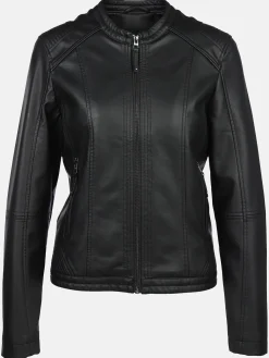 Damen Sure Damen Kunstlederjacke mit Stehkragen