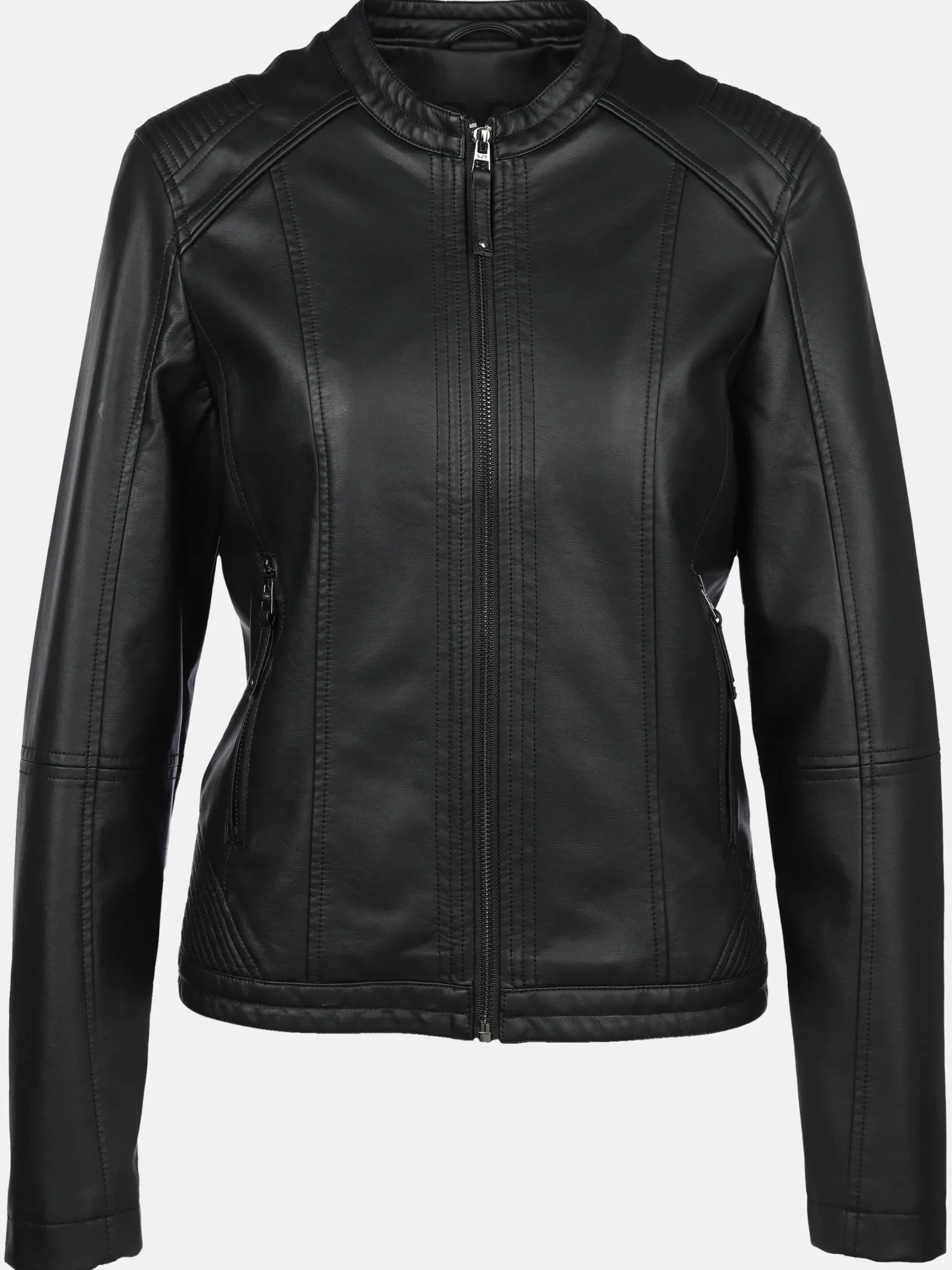 Damen Sure Damen Kunstlederjacke mit Stehkragen