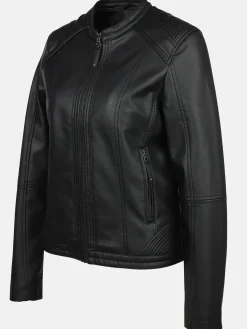 Damen Sure Damen Kunstlederjacke mit Stehkragen
