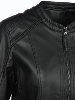 Damen Sure Damen Kunstlederjacke mit Stehkragen