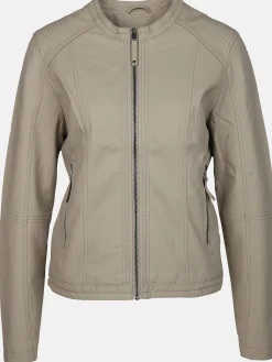 Damen Sure Damen Kunstlederjacke mit Stehkragen