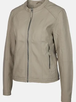 Damen Sure Damen Kunstlederjacke mit Stehkragen