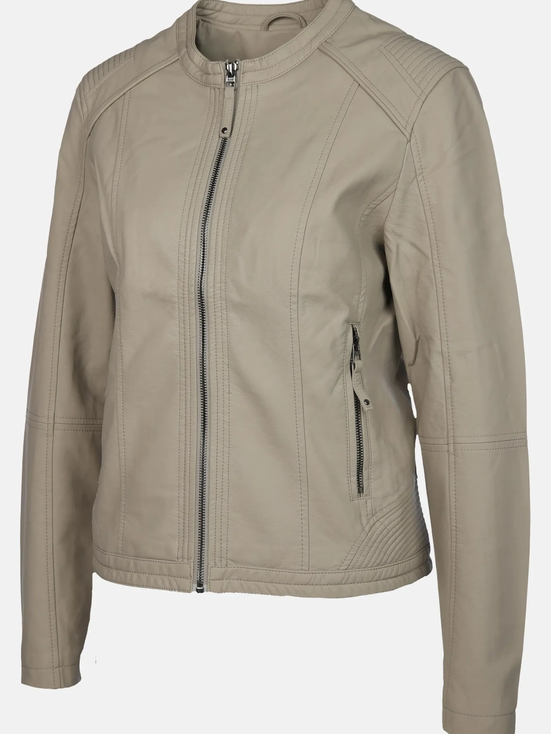 Damen Sure Damen Kunstlederjacke mit Stehkragen