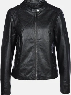 Damen Lisa Tossa Damen Kunstlederjacke mit Stehkragen