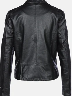Damen Lisa Tossa Damen Kunstlederjacke mit Stehkragen