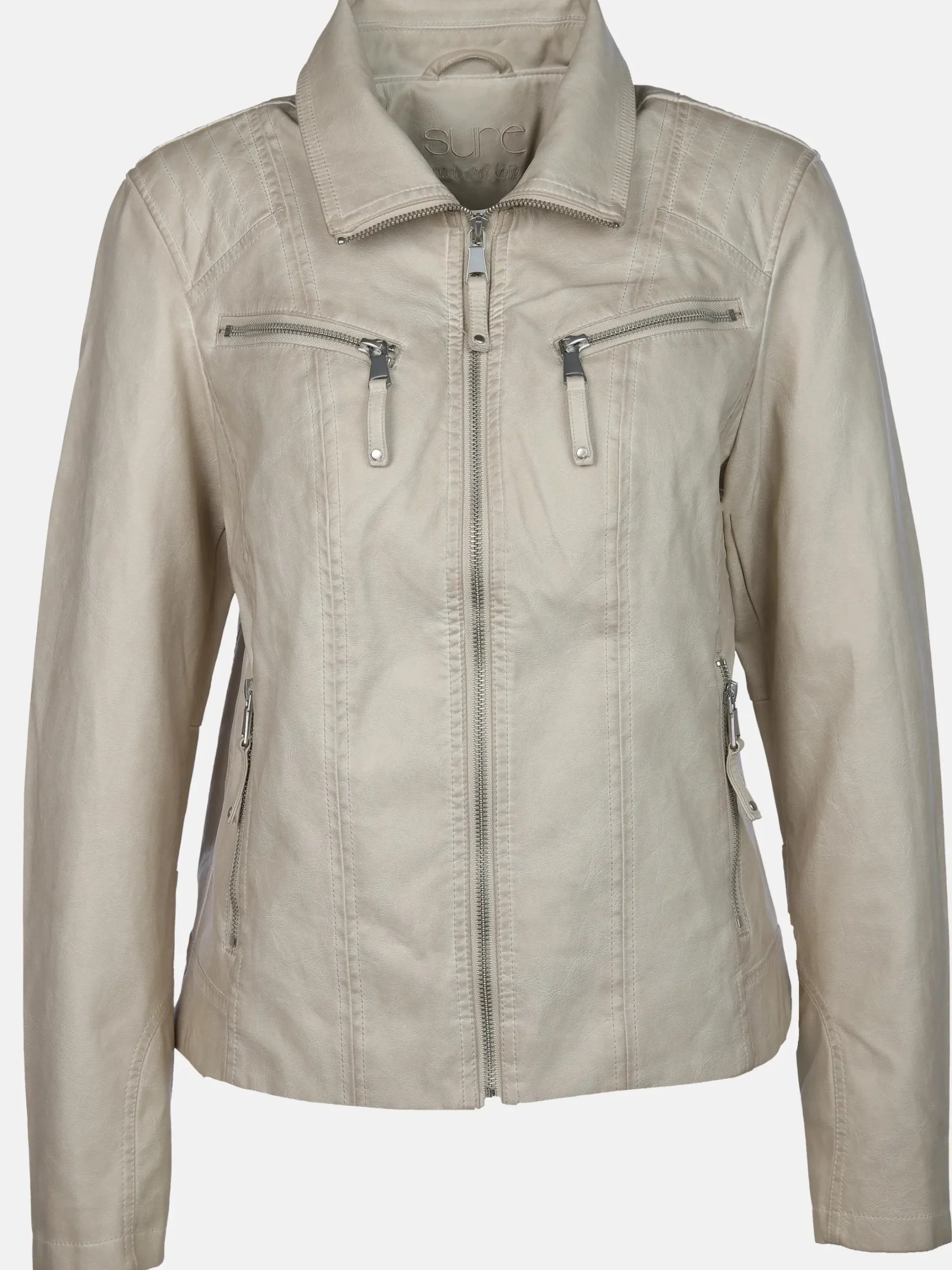 Damen Sure Damen Kunstlederjacke mit Reißverschluss