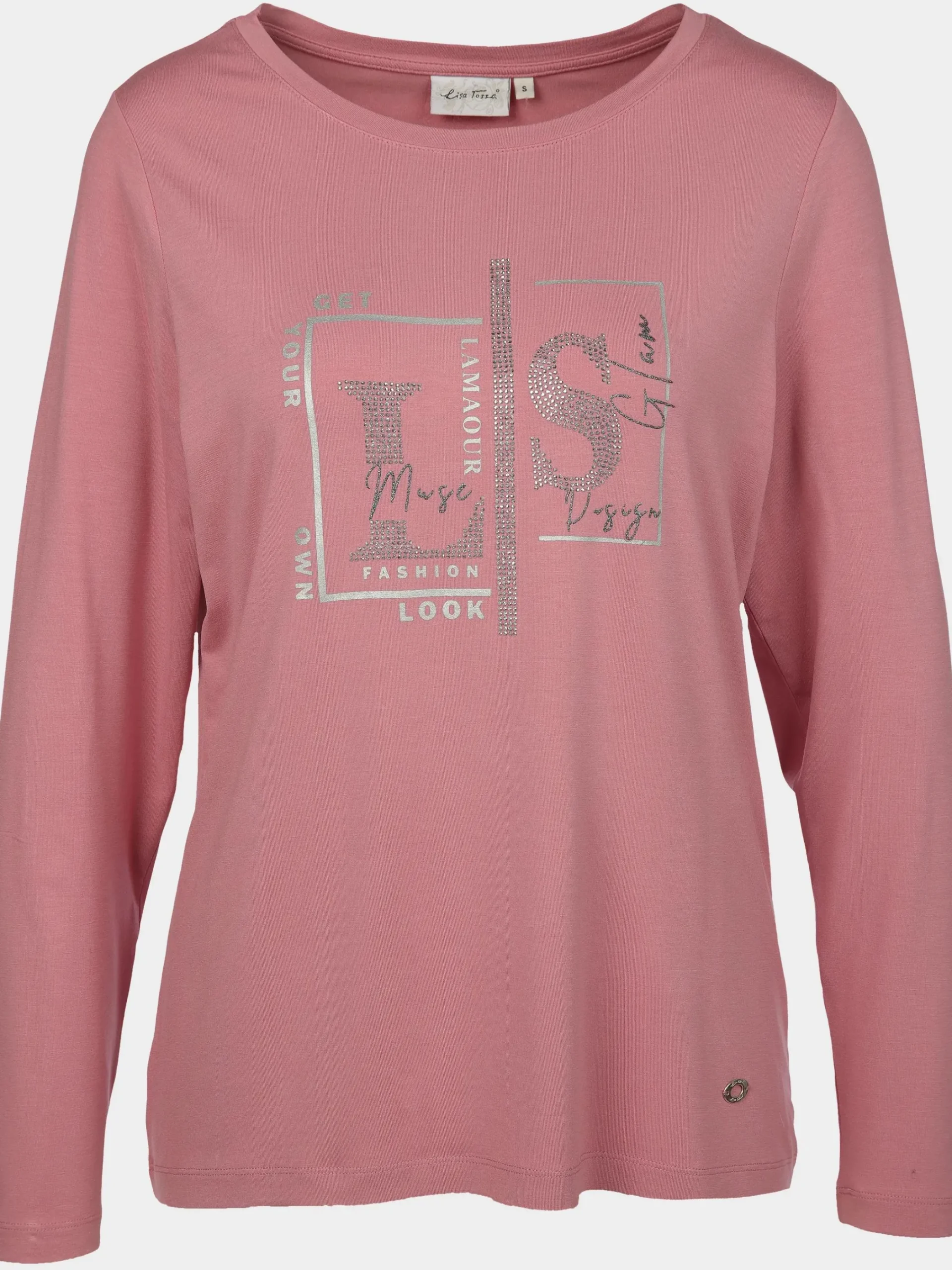 Damen Lisa Tossa Damen Langarmshirt mit Glitzerprint und Glitzernieten