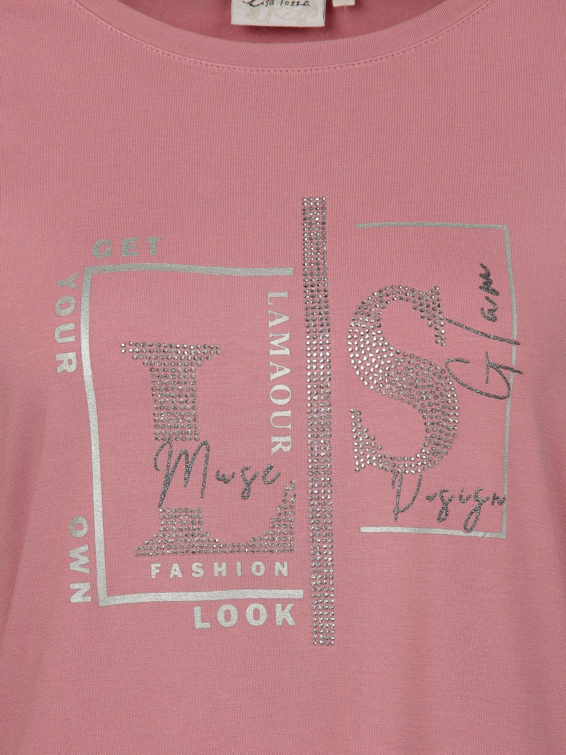 Damen Lisa Tossa Damen Langarmshirt mit Glitzerprint und Glitzernieten