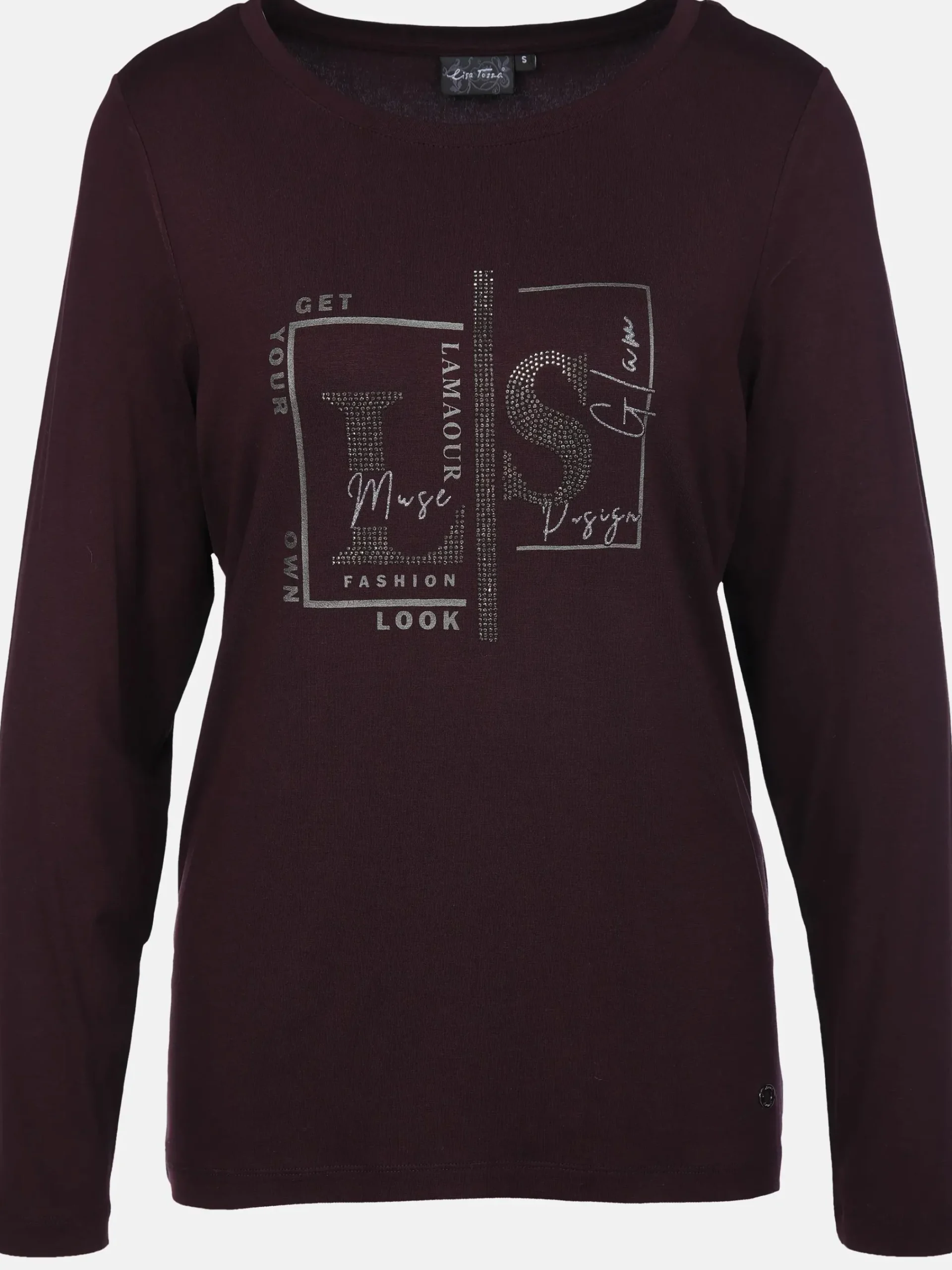 Damen Lisa Tossa Damen Langarmshirt mit Glitzerprint und Glitzernieten