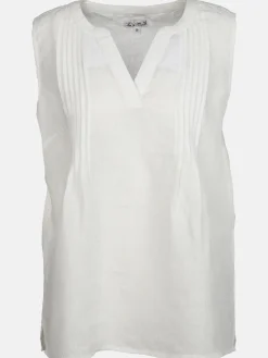 Damen Lisa Tossa Damen Leinentop mit Biesen