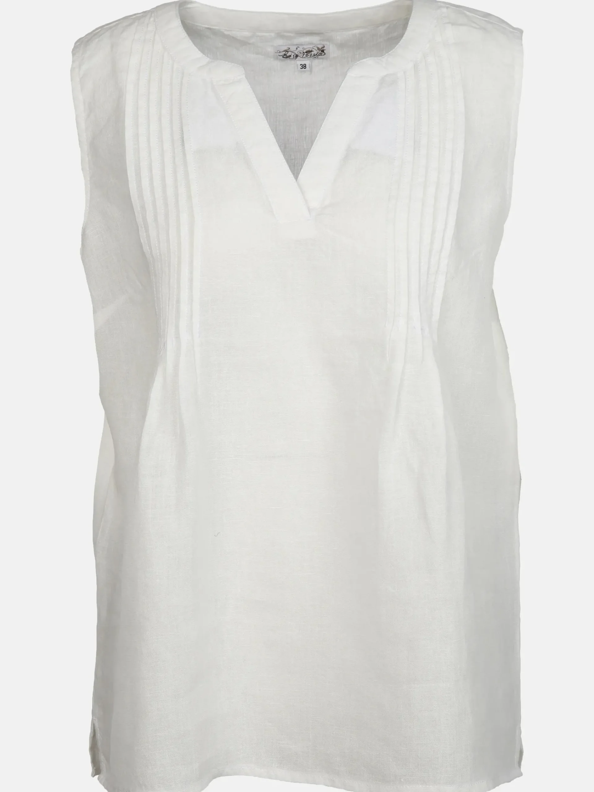 Damen Lisa Tossa Damen Leinentop mit Biesen