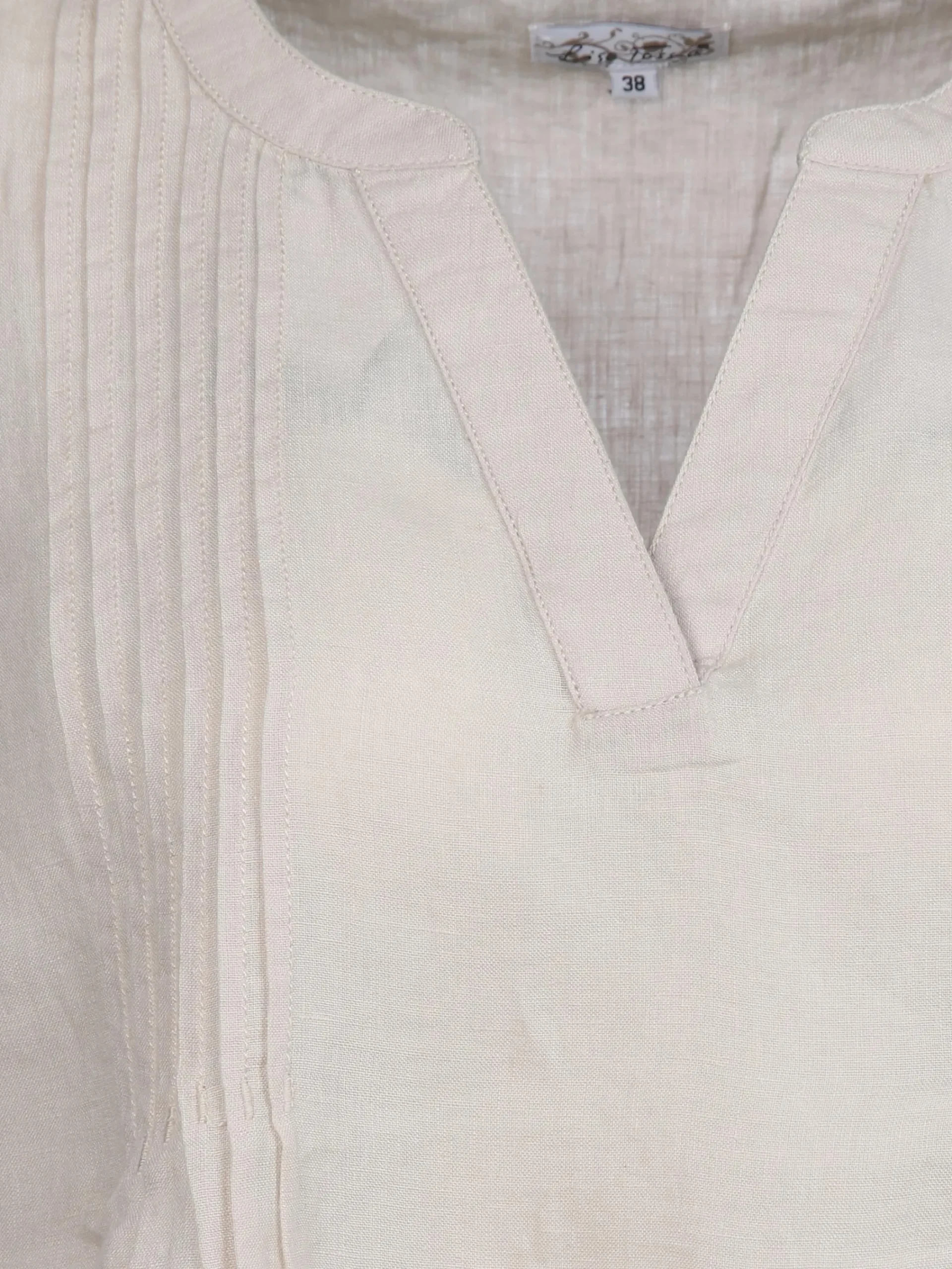 Damen Lisa Tossa Damen Leinentop mit Biesen