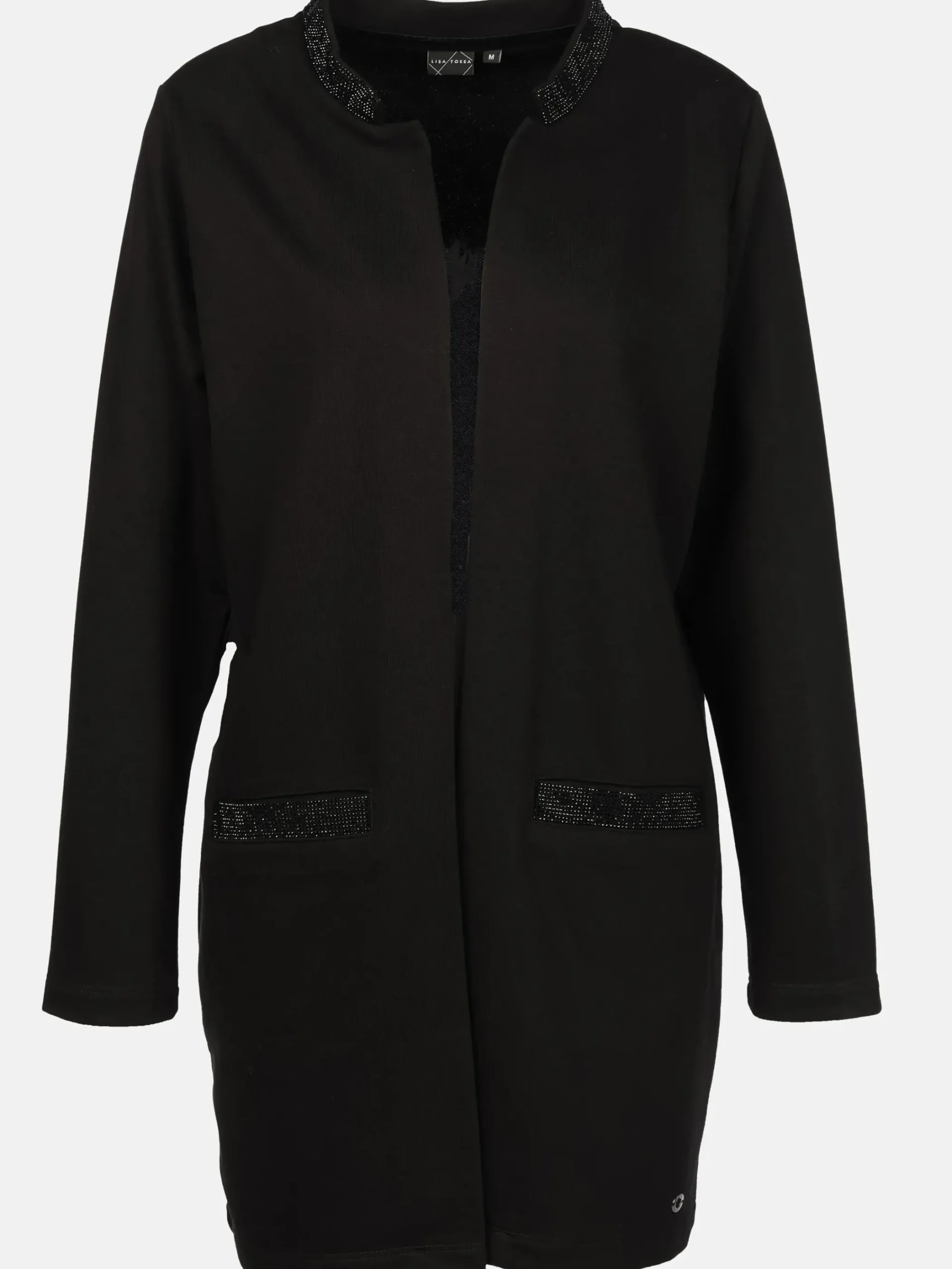 Damen Lisa Tossa Damen Longcardigan mit Strassbesatz