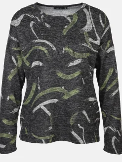 Damen Sure Damen Print Flauschshirt mit Strasssteinchen
