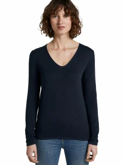Damen Tom Tailor Damen Pullover mit V-Ausschnitt