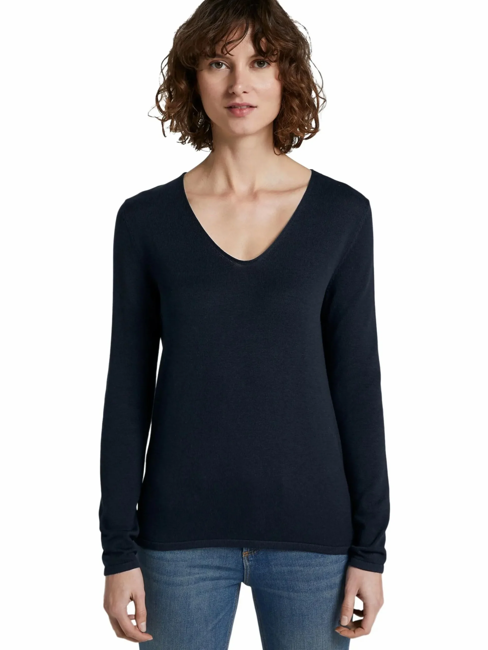 Damen Tom Tailor Damen Pullover mit V-Ausschnitt