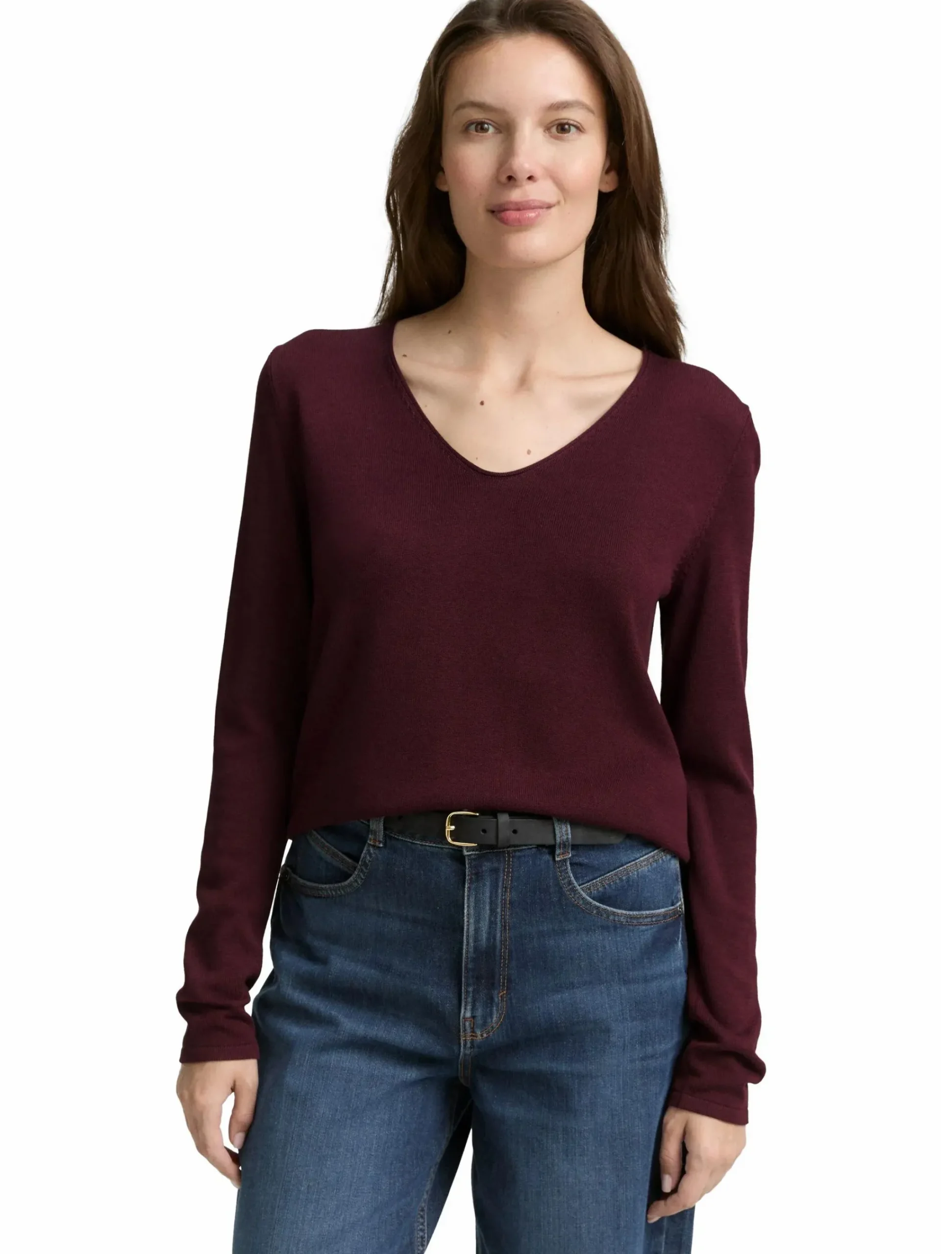 Damen Tom Tailor Damen Pullover mit V-Ausschnitt