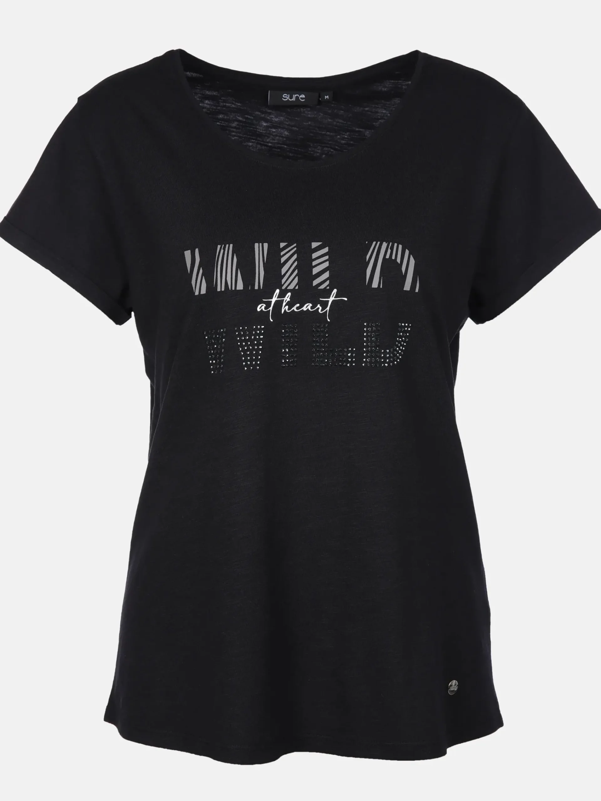Damen Sure Damen Shirt mit Glitzerprint und Strasssteinchen