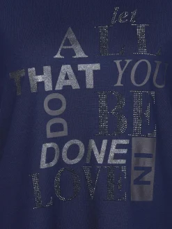 Damen Lisa Tossa Damen Shirt mit Glitzersteinchen und Print