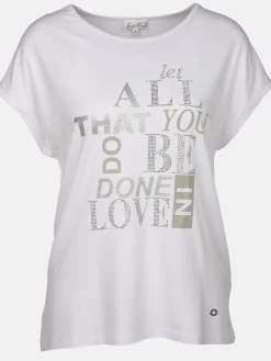 Damen Lisa Tossa Damen Shirt mit Glitzersteinchen und Print