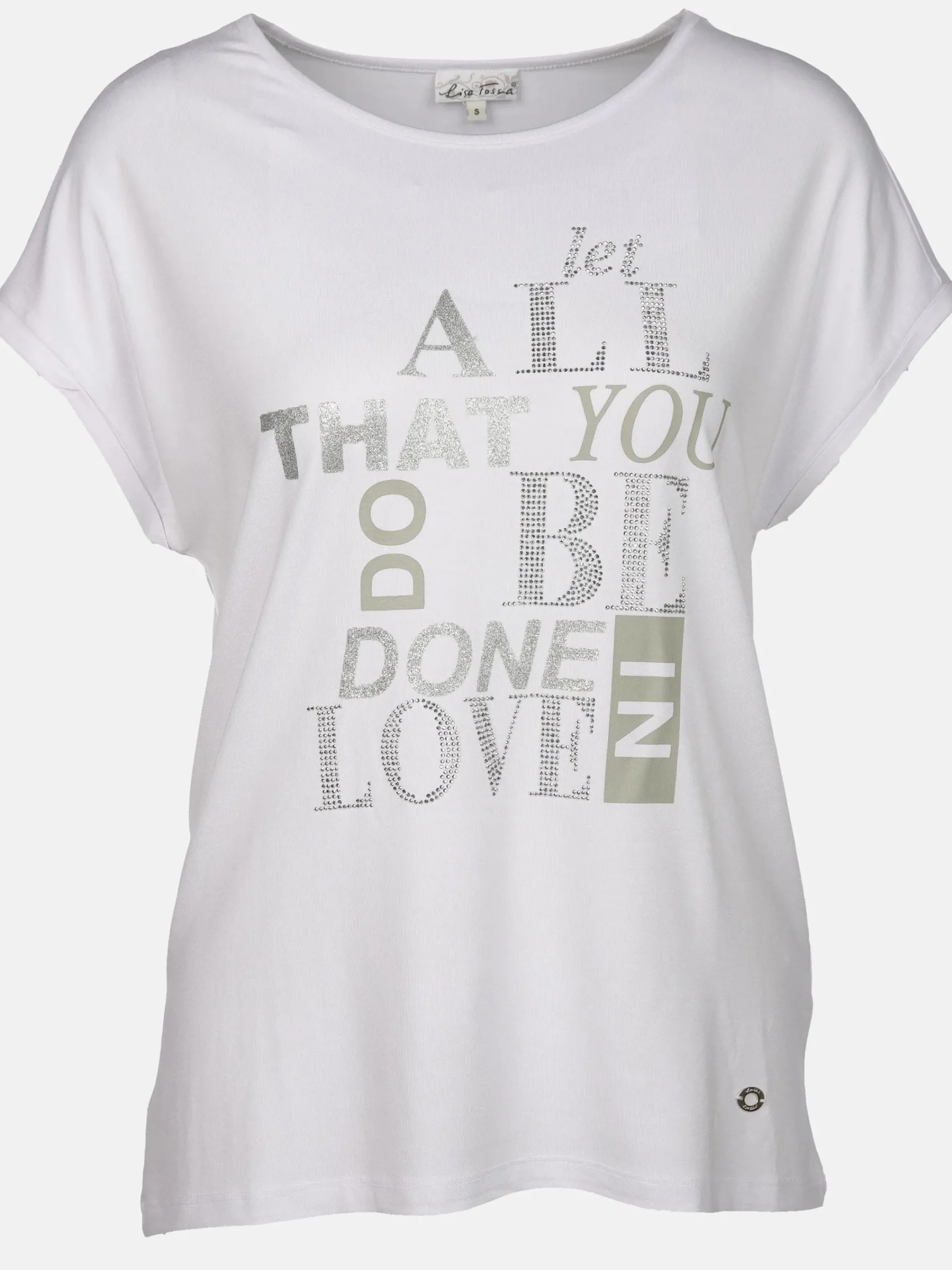 Damen Lisa Tossa Damen Shirt mit Glitzersteinchen und Print