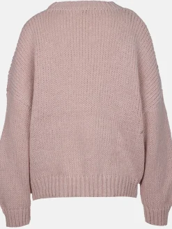 Damen Apricot Damen Strickpullover mit aufgesetzten Blumen