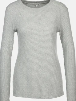 Damen Tom Tailor Damen Strickshirt mit Knöpfen auf der Schulter