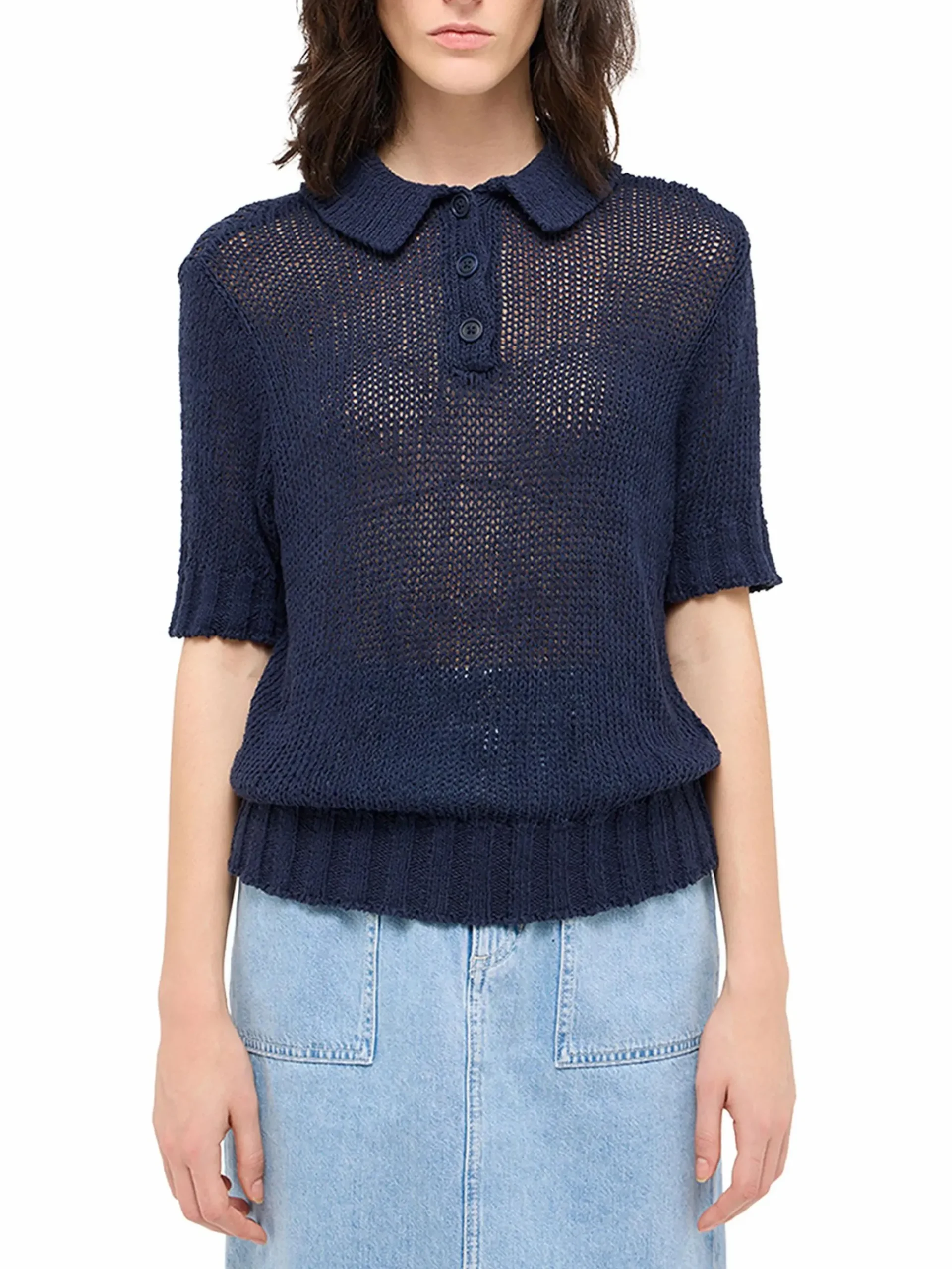 Damen Mustang Damen Stricksweater "Lolita" mit Polokragen