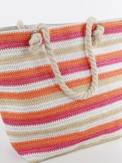 Damen Sure Damen Strohtasche mit Streifen