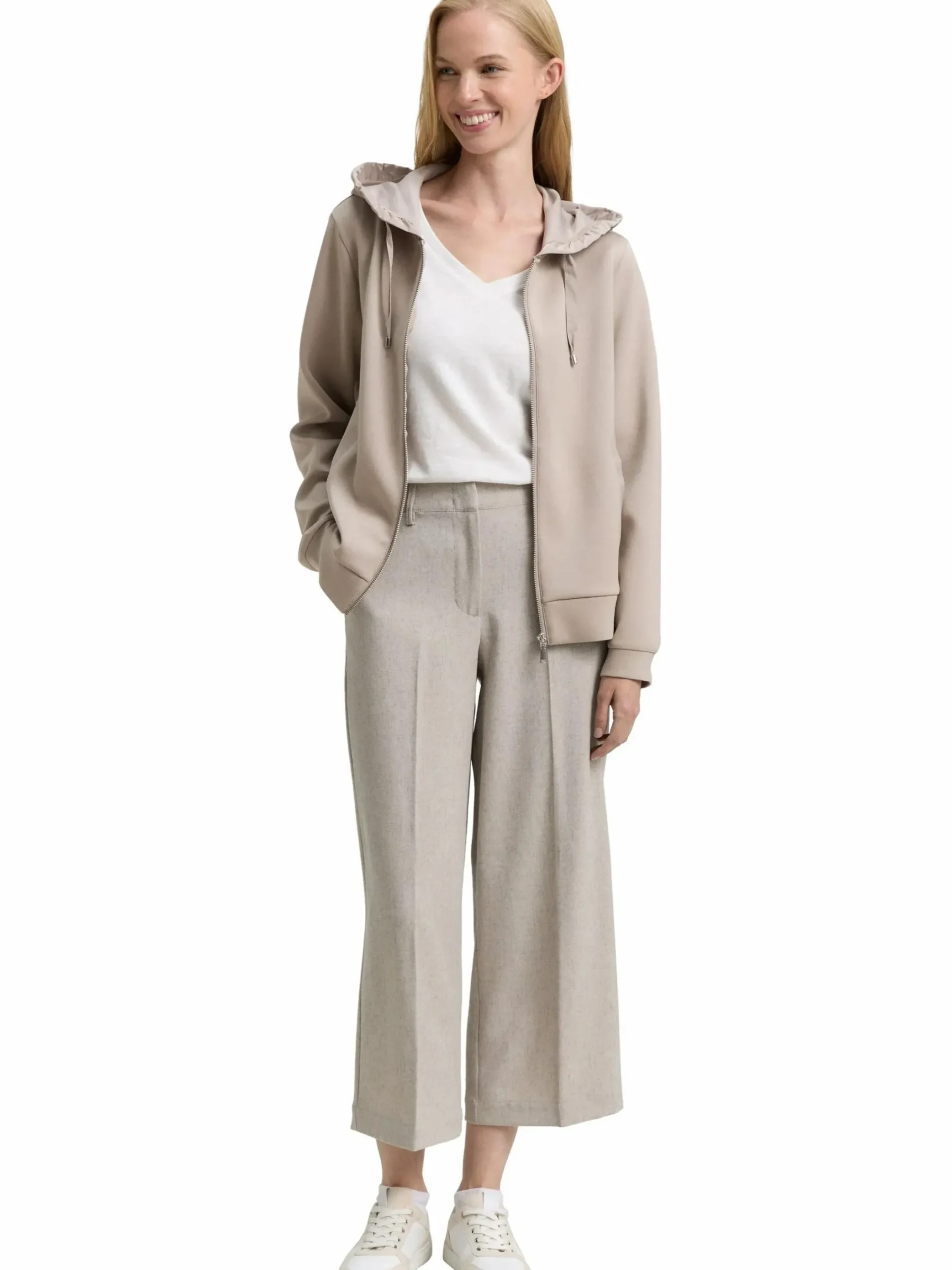 Damen Tom Tailor Damen Sweatjacke mit Kapuze