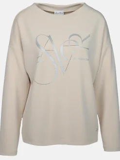 Damen Lisa Tossa Damen Sweatshirt mit Glitzerprint und Strassbesatz