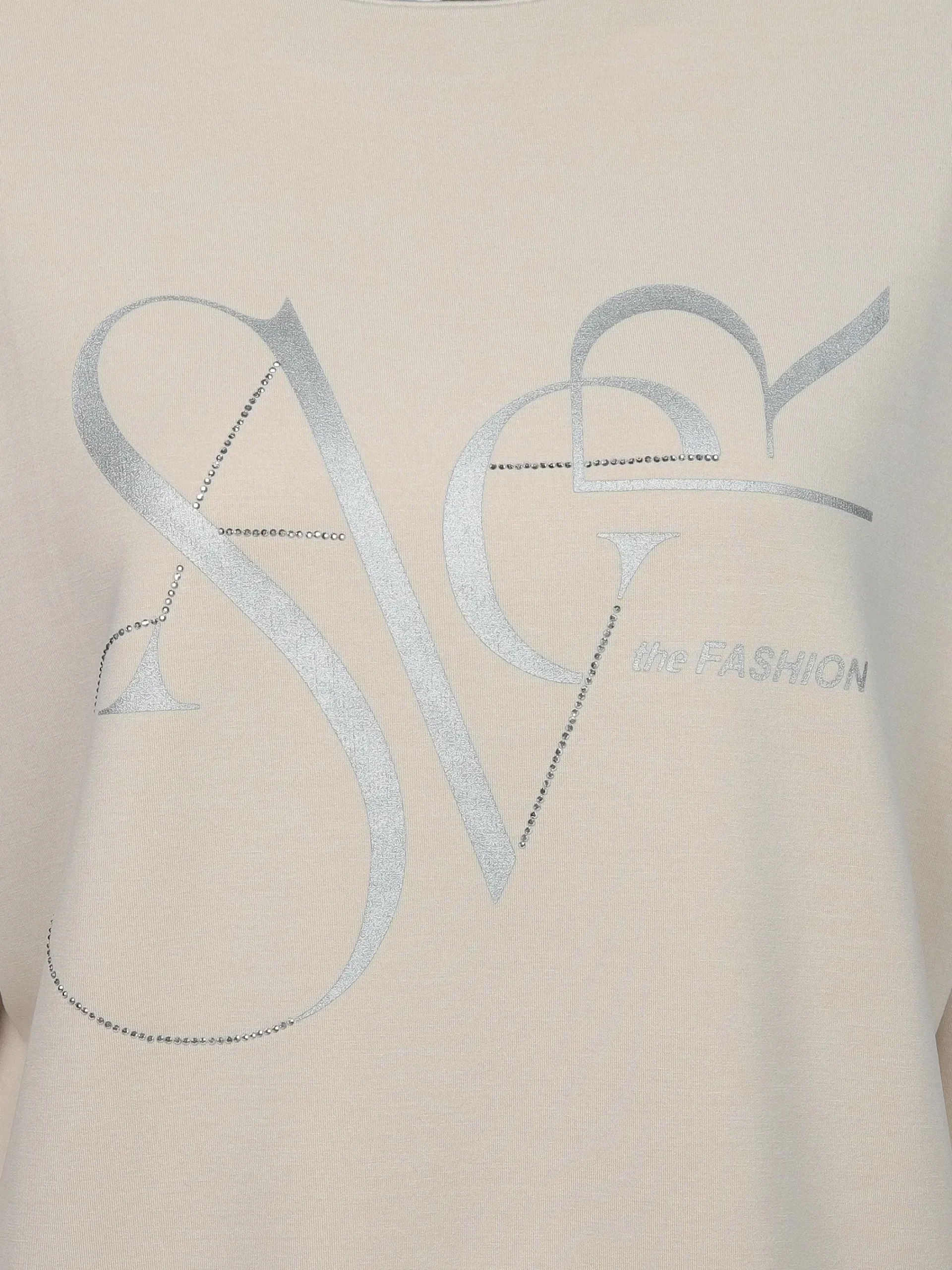 Damen Lisa Tossa Damen Sweatshirt mit Glitzerprint und Strassbesatz