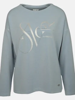 Damen Lisa Tossa Damen Sweatshirt mit Glitzerprint und Strassbesatz