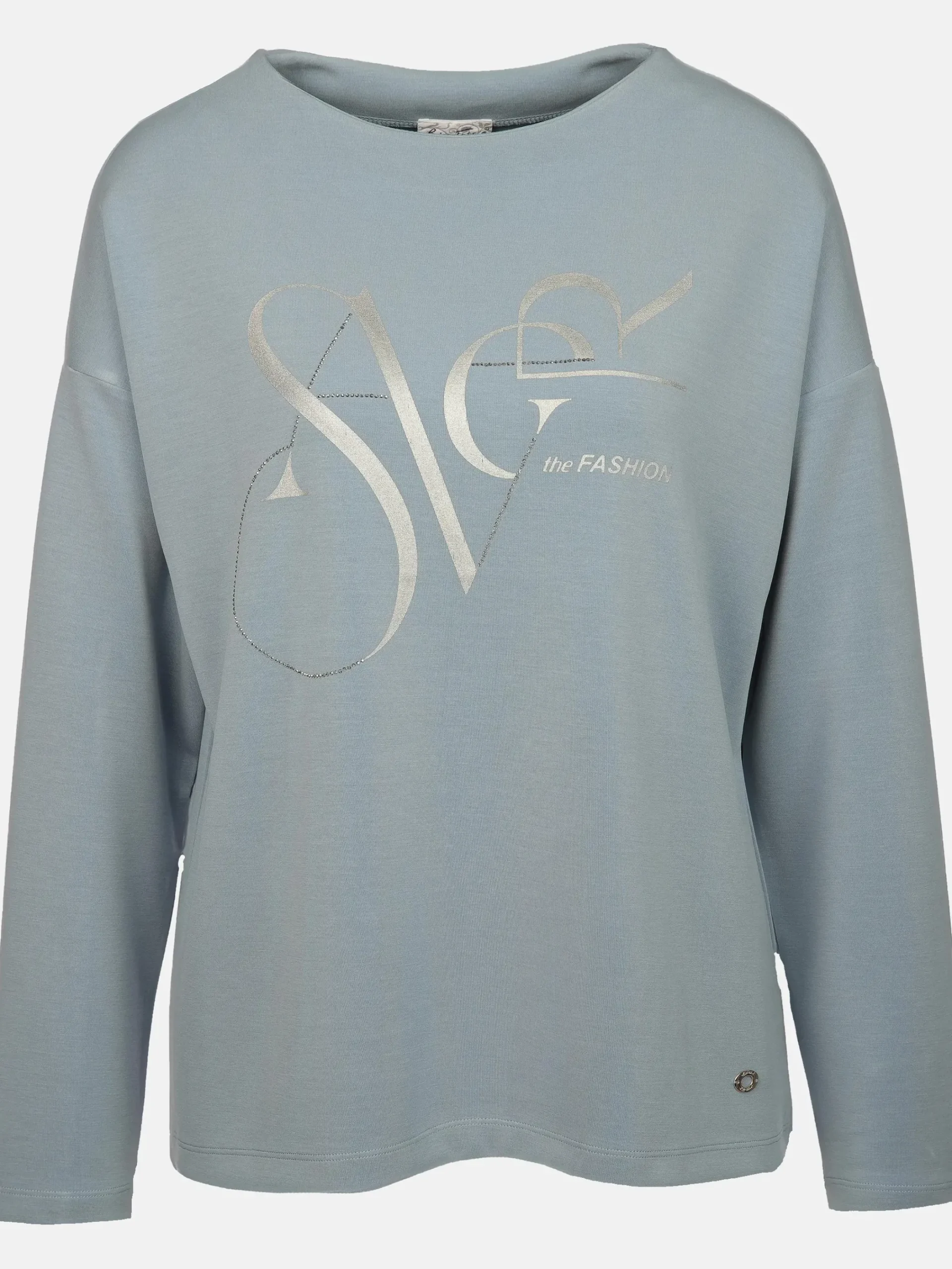 Damen Lisa Tossa Damen Sweatshirt mit Glitzerprint und Strassbesatz