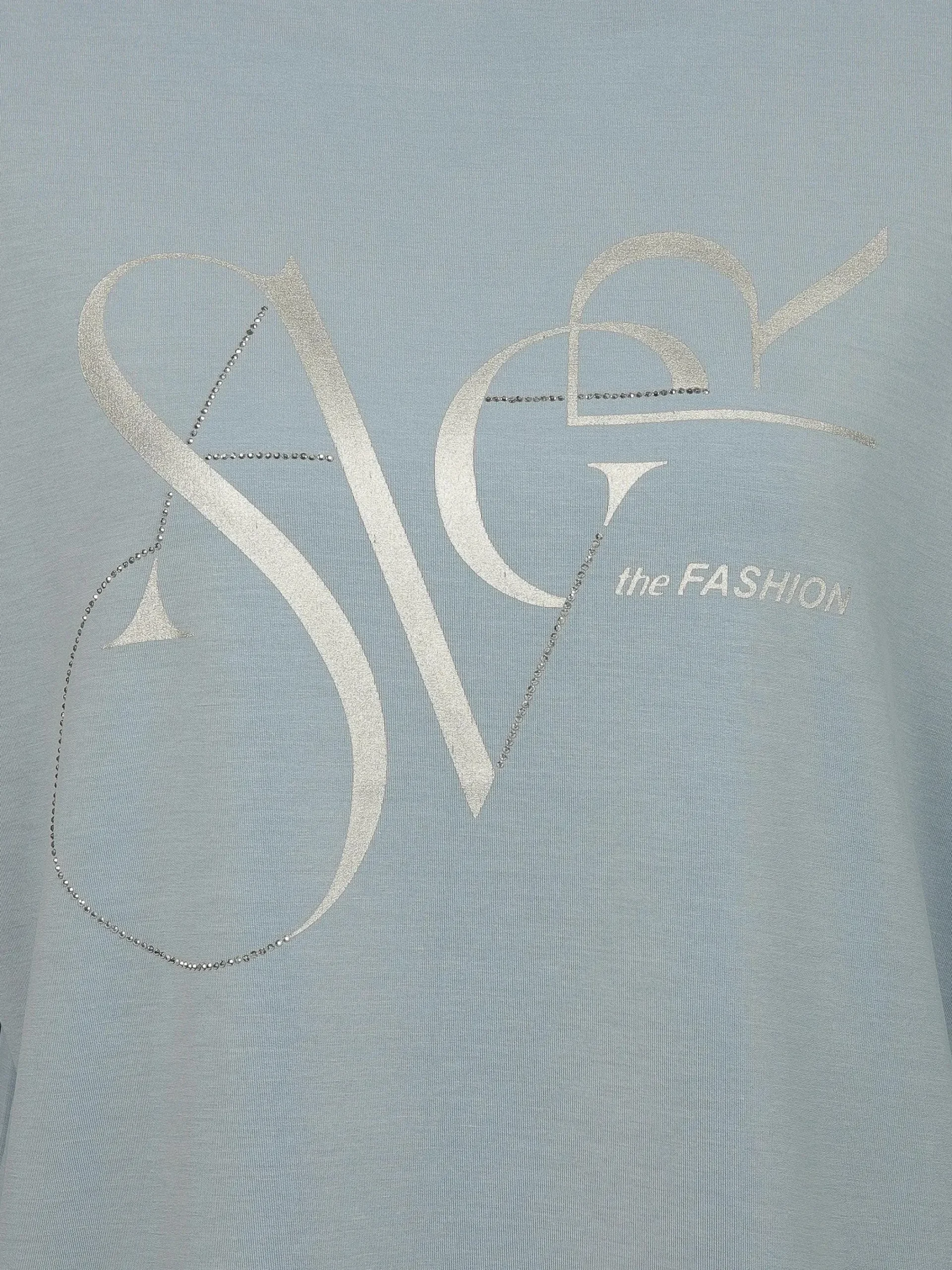 Damen Lisa Tossa Damen Sweatshirt mit Glitzerprint und Strassbesatz