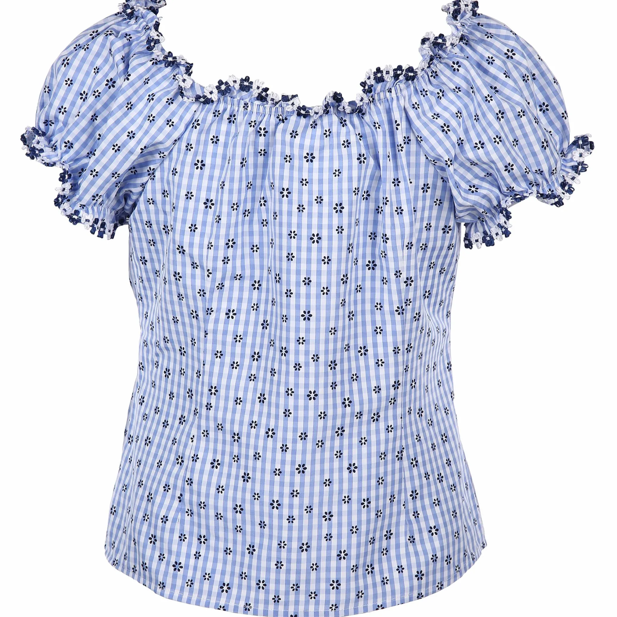 Damen Brandl Tracht Damen Trachtenbluse mit Vichy Karo und Allover Print