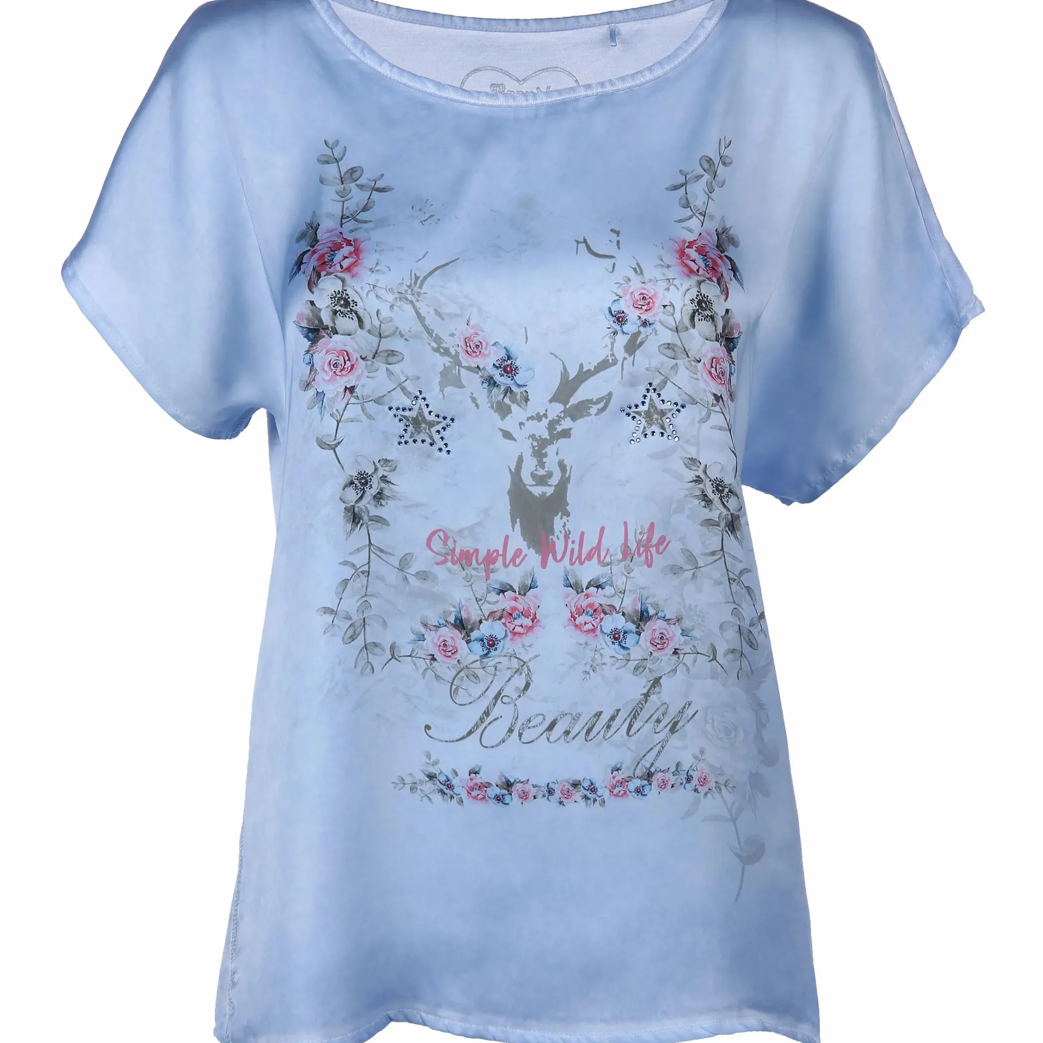 Damen Brandl Tracht Damen Trachtenshirt im Materialmix mit Frontprint